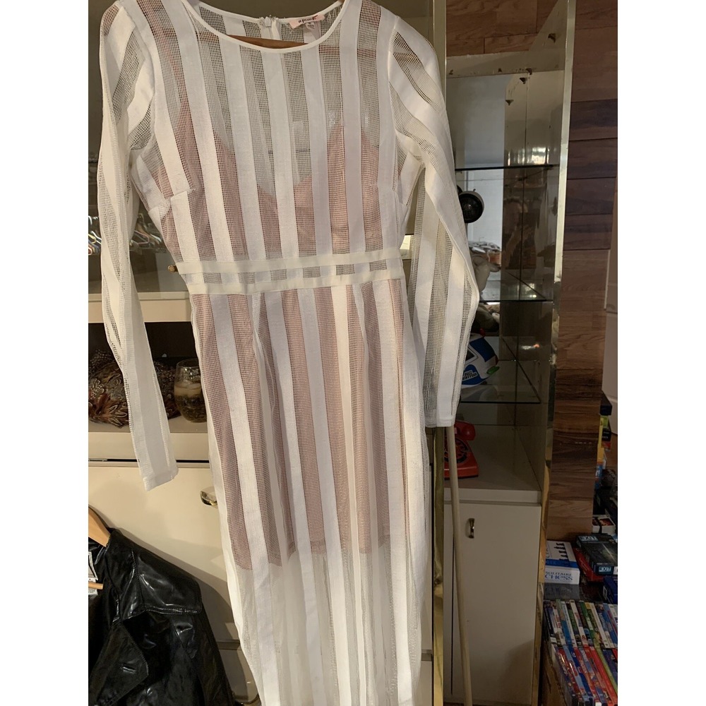 a‎ Peach Sexy Under layer Open Screen Dress Woman's S Midi Zipper